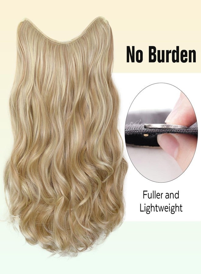 FAVE Clip in Hair Extension V Shaped Synthetic Hair Extensions for Women Wavy Clip in Hair Extensions Blonde Highlight Hair Extension for Daily Use - Image 2